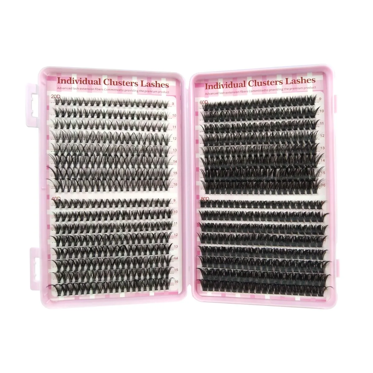640 Pcs Hot Melt Lash Clusters Kit – DIY Self-Grafting Individual Eyelashes Book, Fluffy Voluminous False Lashes Tray, Reusable